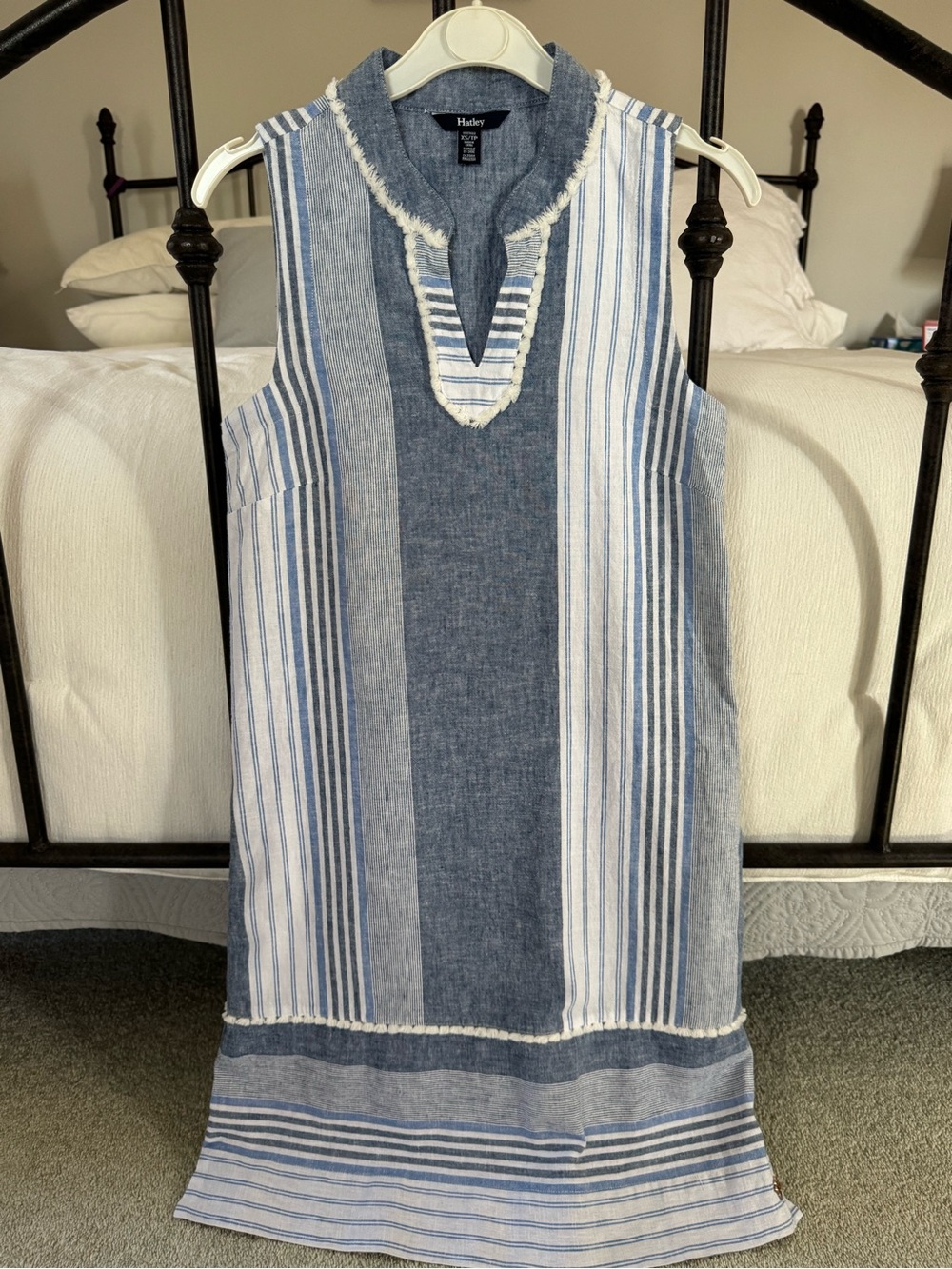 Hatley Blue and White Striped Sleeveless Shift Dress